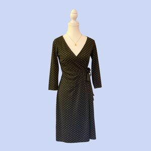 Elegant Black Polka Dot Wrap Dress